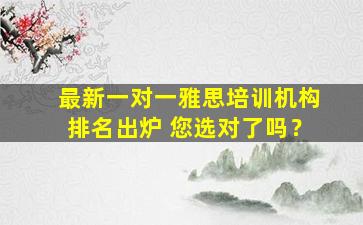 最新一对一雅思培训机构排名出炉 您选对了吗？